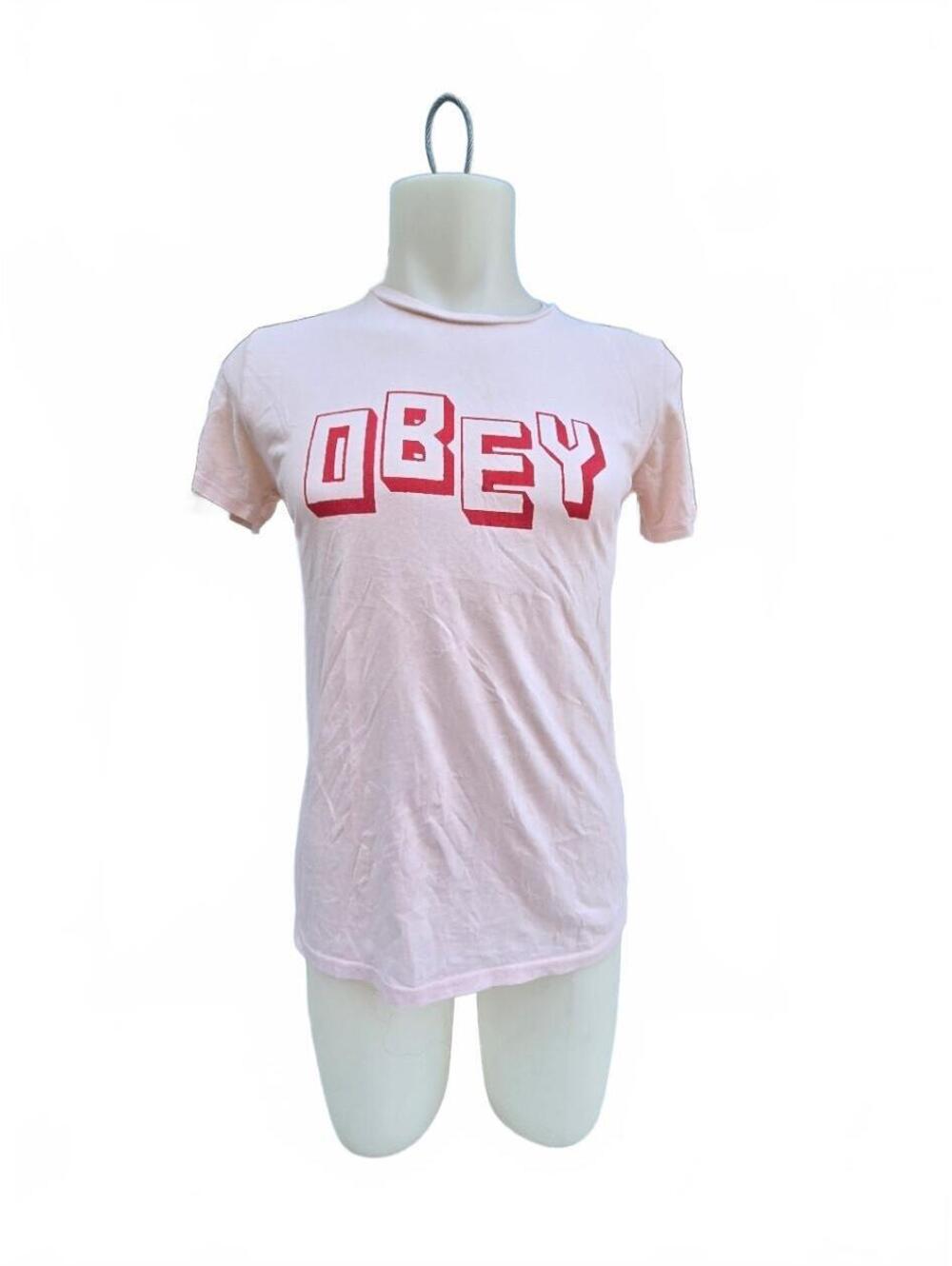 Obey OBEY Women’s Pink Logo T-Shirt Y2K Streetwear Skater Graphic Tee Small